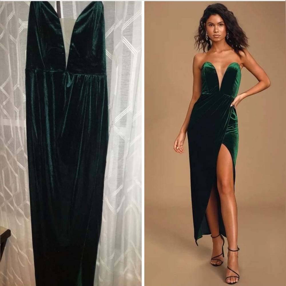 Green velvet dress